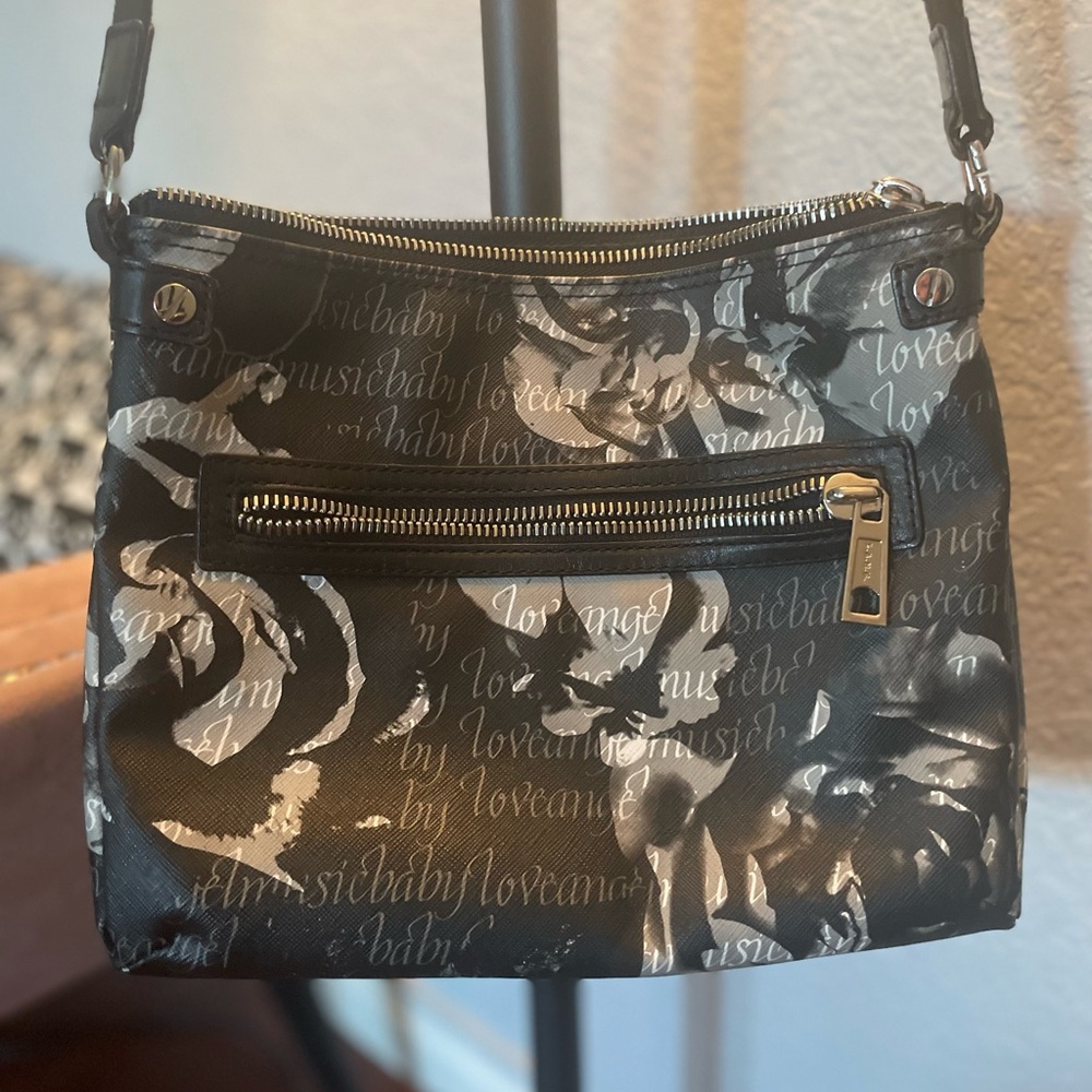 Pre-loved L.A.M.B. Black gray white Rose Crossbody